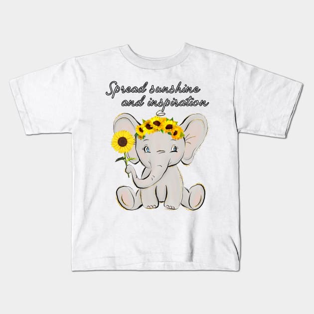 Sunshine and Inspiration Elephant Kids T-Shirt by Duckgurl44